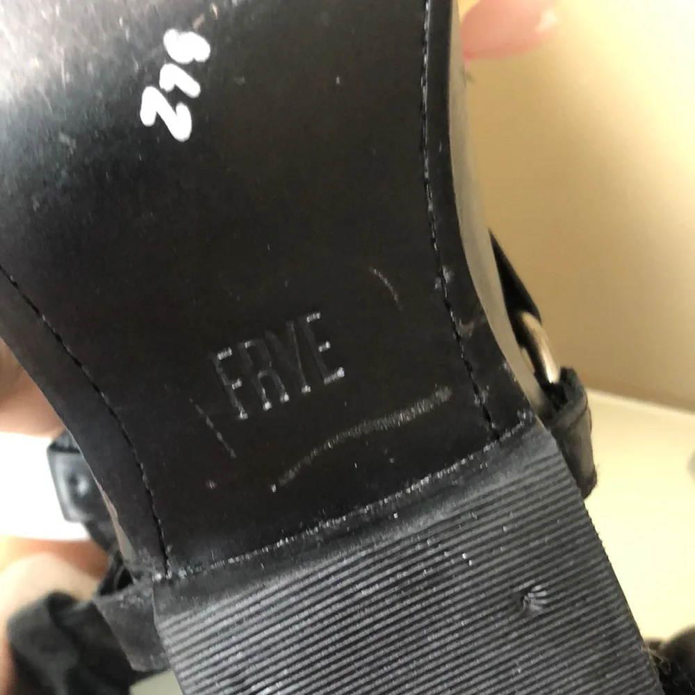FRYE Wyatt Harness Genuine Black Leather Booties - Picture 9 of 9